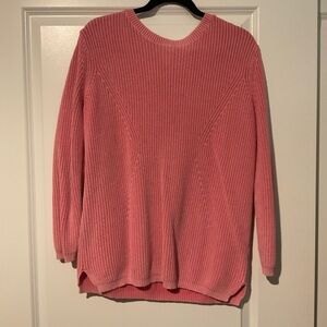 Caslon Pink Crew Neck Sweater with Ribbed Texture